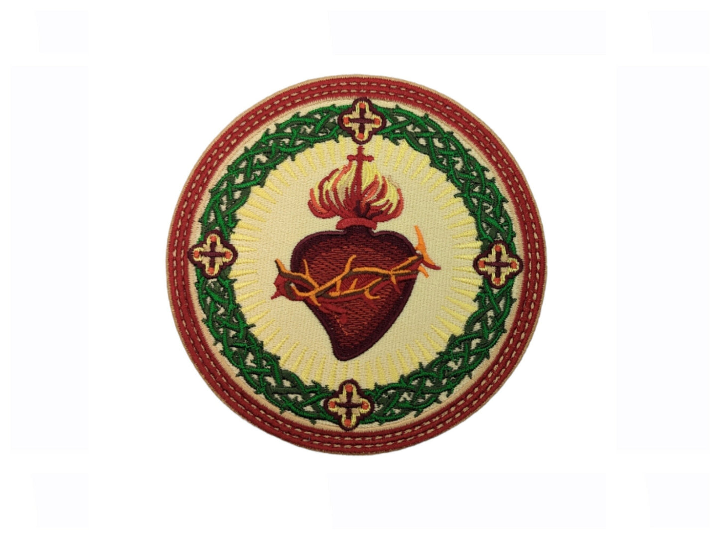 Sacred Heart of Jesus, Sacred Heart Orphrey, Vestment making, iron on badge, sew on patch, embroidered badge, embroidered patch, Jesus