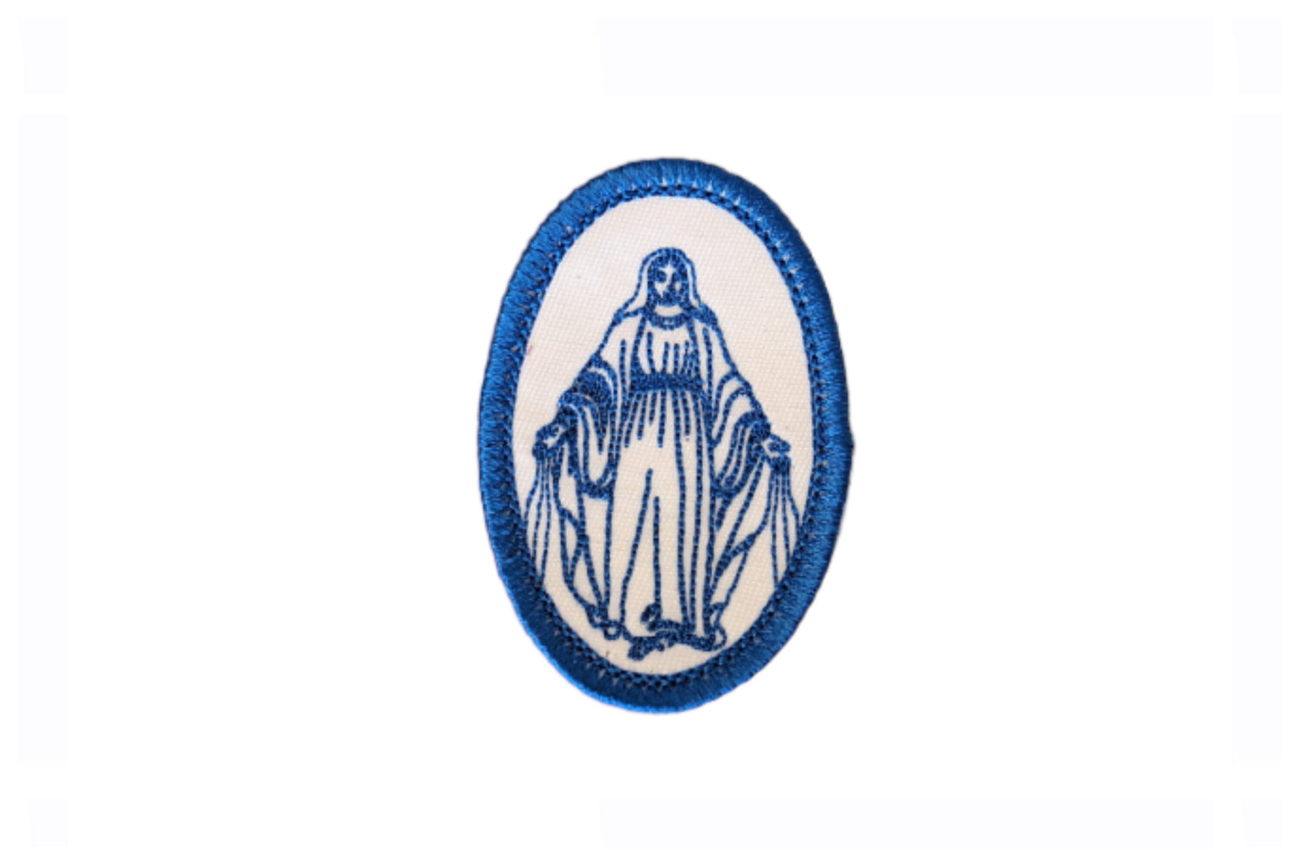 Our Lady of Grace badge, religious patch, iron on badge, sew on patch, embroidered badge, embroidered patch, Heart of Mary, pilgrimage