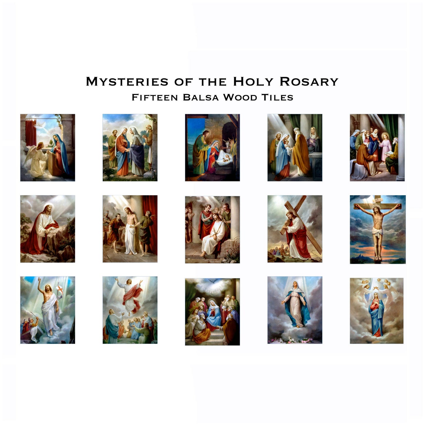 Mysteries of the Holy Rosary, Religious Gift, Blessed Virgin Mary, Joyful Mysteries, Sorrowful, Glorious, Catholic , Prayer, Devotion
