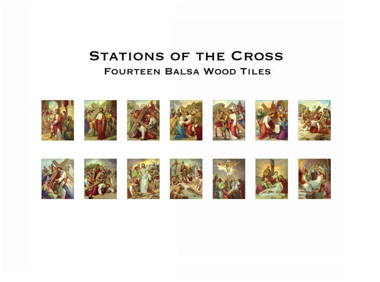 Stations of the Cross, Religious Gift, Jesus, Catholic, Balsa wood tiles, Via Crucis, Via Dolorosa, Mount Calvary, Passion of Christ